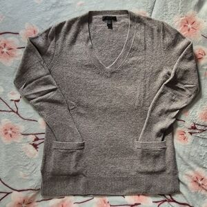 V-Neck Gray Sweater for Women